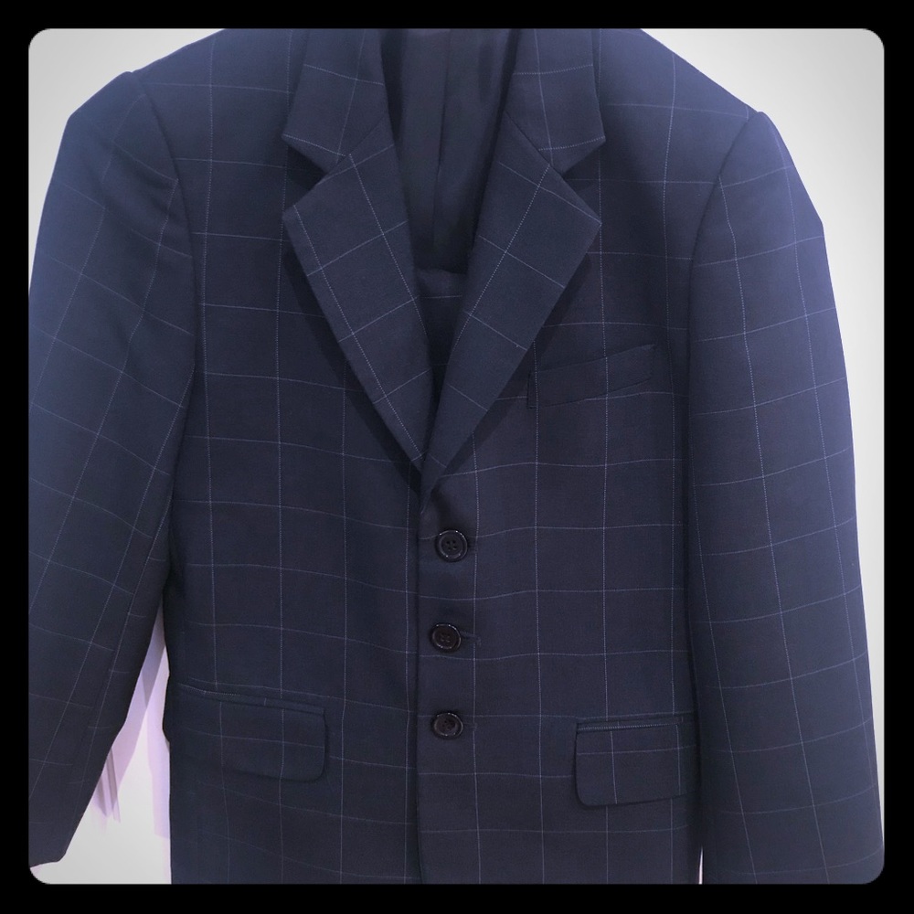 Adolfo 2 piece suit - Navy checkered